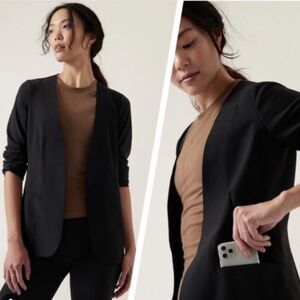 ATHLETA WOMENS AVENUE STRETCH VERSATILE BLAZER JACKET BLACK SIZE 8 BUSINESS